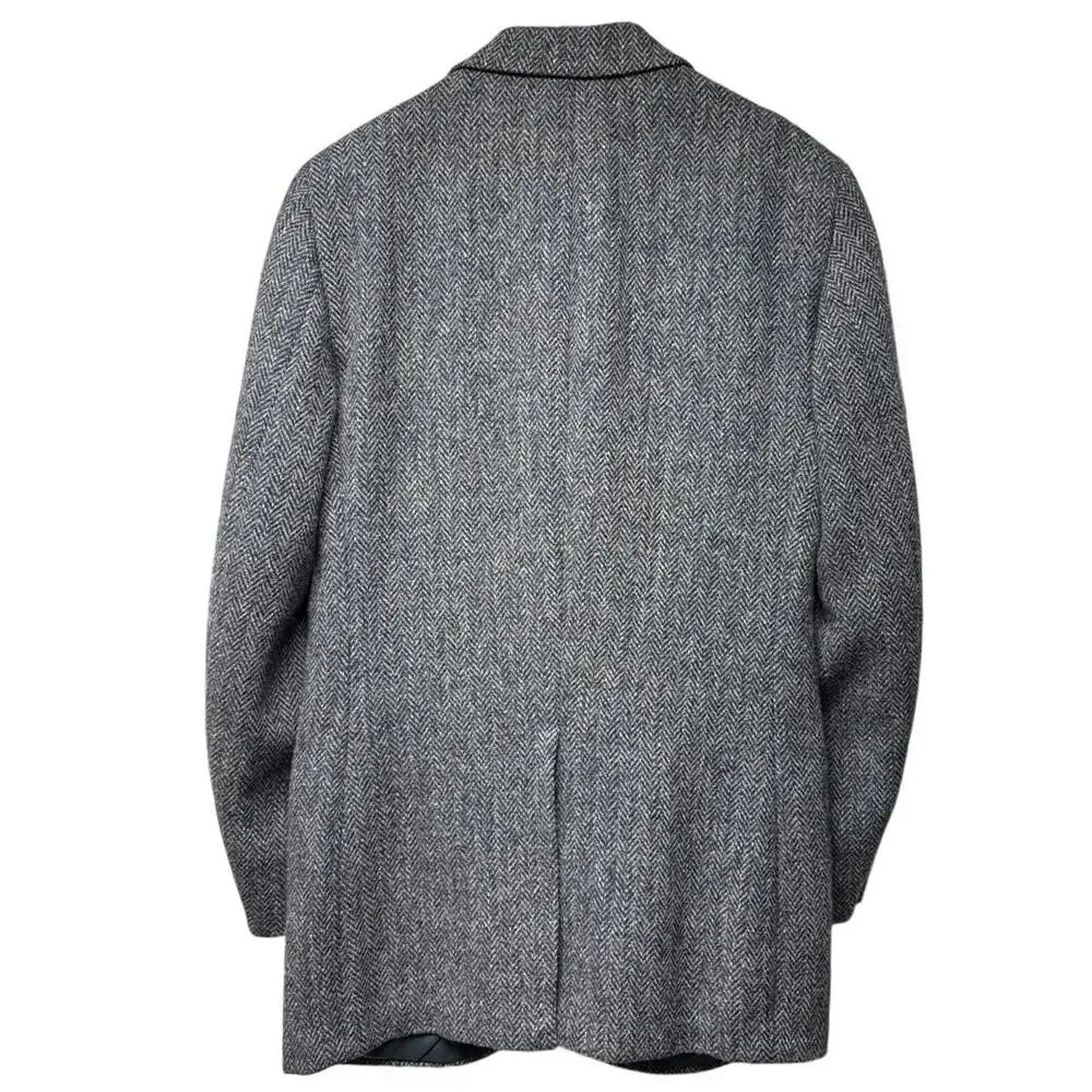 Harris Tweed Mens Scottish Wool Blazer Jacket Size 38/40 Blue Beige Herringbone